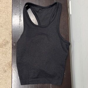 Lululemon Ebb to Street Cropped Black Ribbed Tank Top